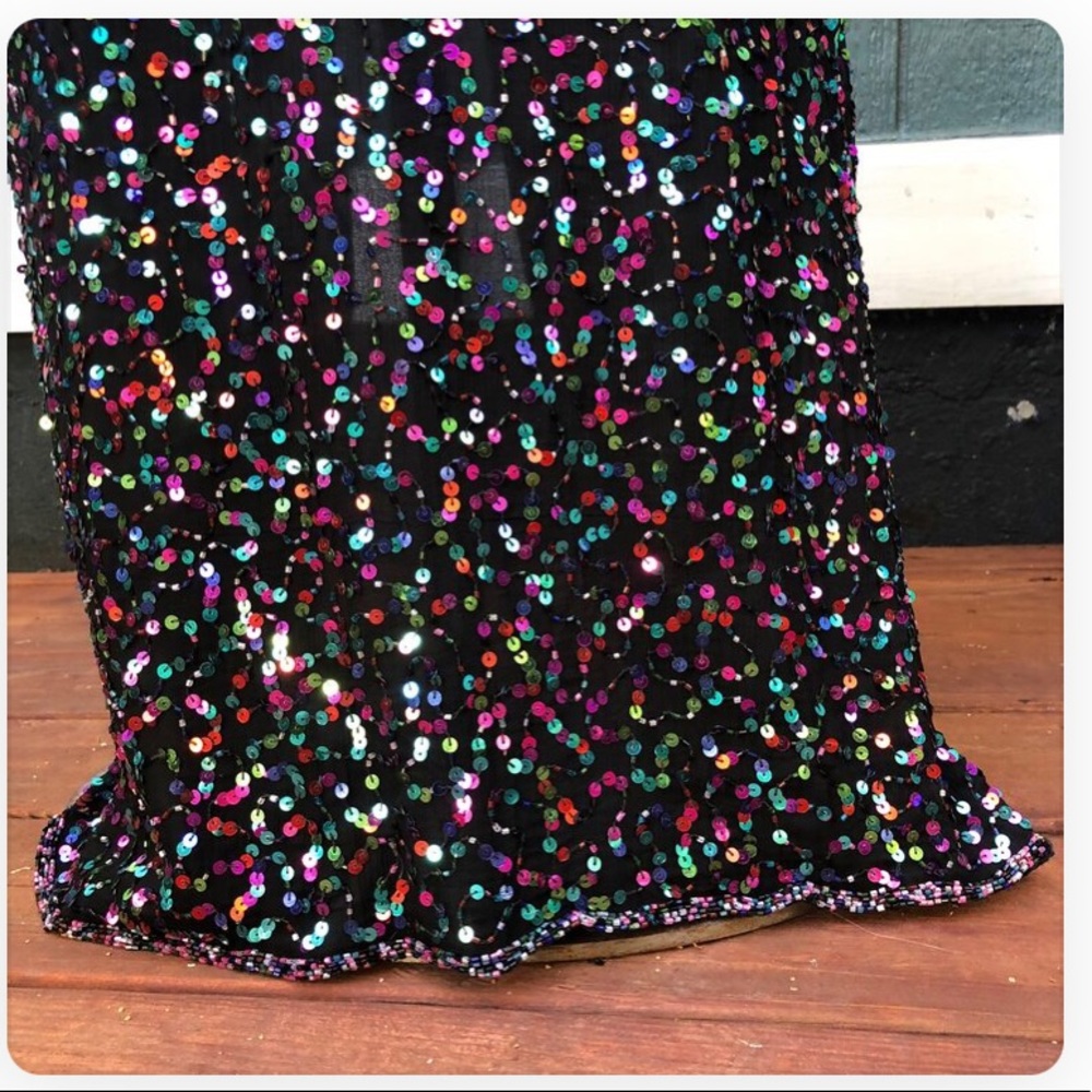 Vintage silk rainbow sequin gown - Picture 9 of 11